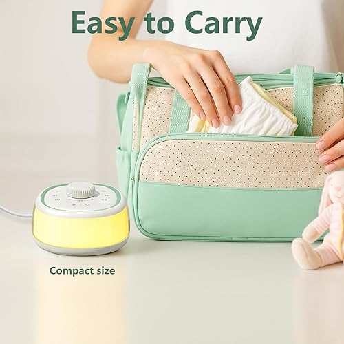 Miniatura 6 de DONOW Máquina de sonido de ruido blanco con luz Bluetooth, 30 sonidos relajantes, control de volumen de perilla, luz nocturna de 8