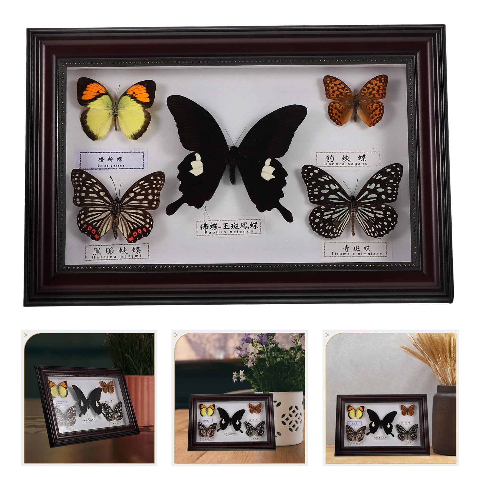 Marco de Fotos Decorativo de Madera Mariposas para Decoración de Pared Hogar, Diseño Práctico y Versátil Estilo Retro y Elegante