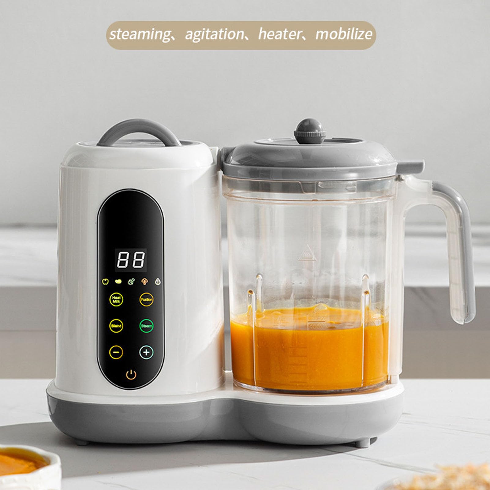 Preparatore per alimenti per bambini, cottura automatica e macinazione per la facile preparazione dei pasti per bambini, grande capacità, in plastica (spina europea)