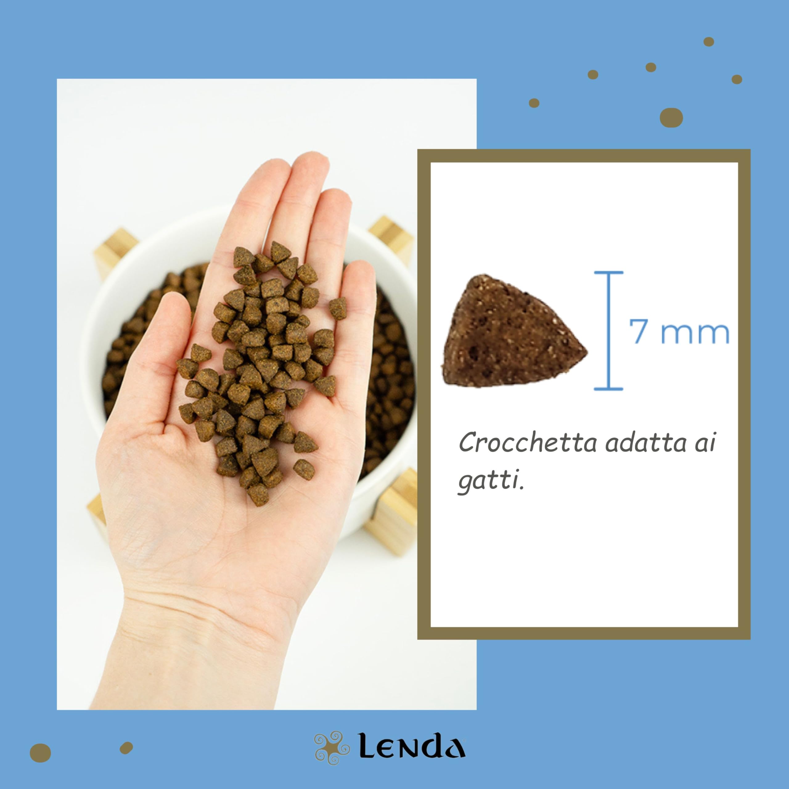 Lenda Gatto Adult Light & Sterilized 7 kg - Crocchette Senza Cereali per Gatti Adulti Sterilizzati o in Sovrappeso - Cibo Basso Contenuto Calorico - Con Condroprotettori - Croccantini Naturale