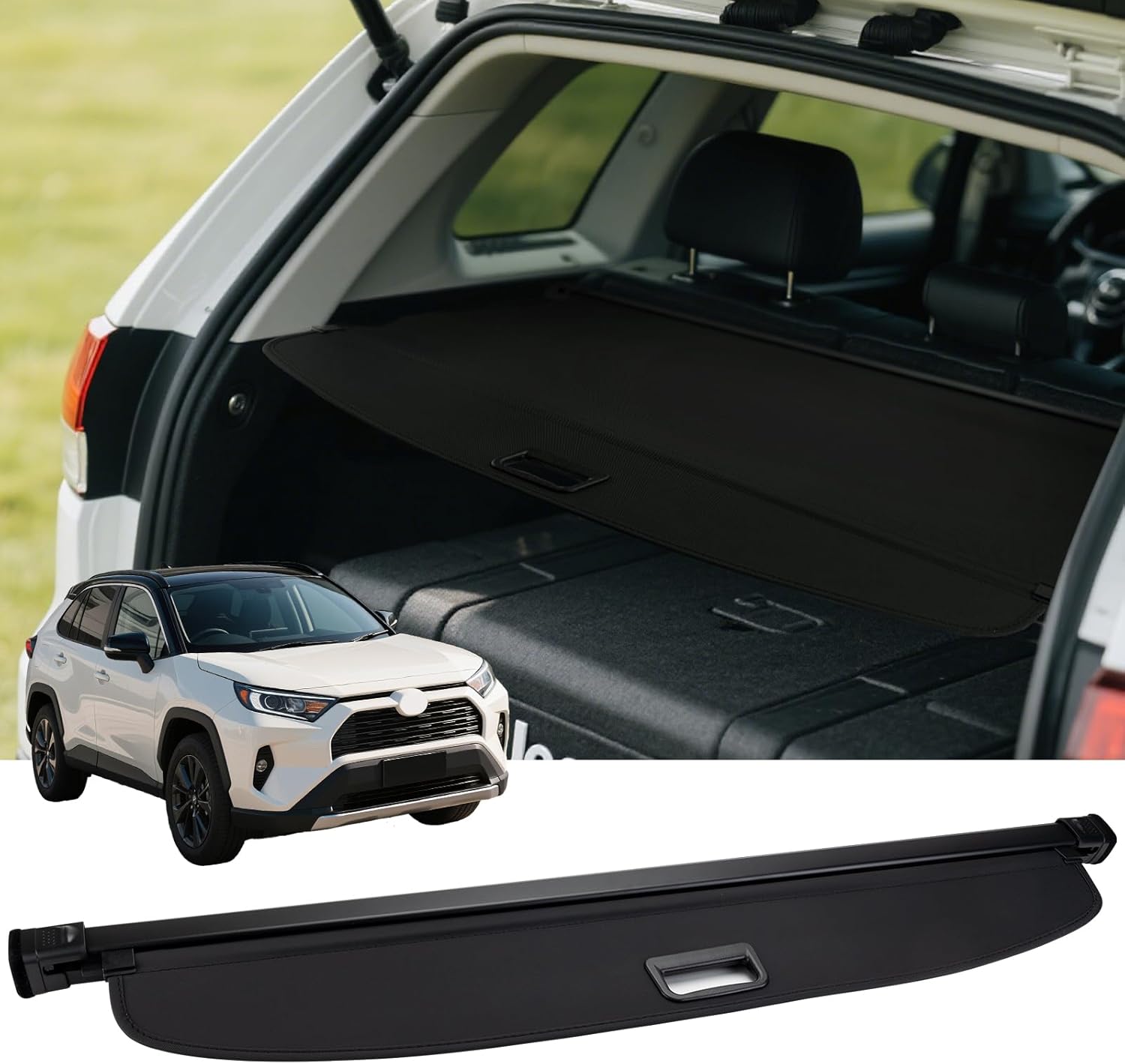 FARBIN Trunk Cargo Cover for Toyota RAV4 2019 2020 2021 2022 2023 2024 2025, Retractable Trunk Cover Waterproof Shield Shade Privacy Security Screen (for 2019-2025 Toyota RAV4 Canvas)