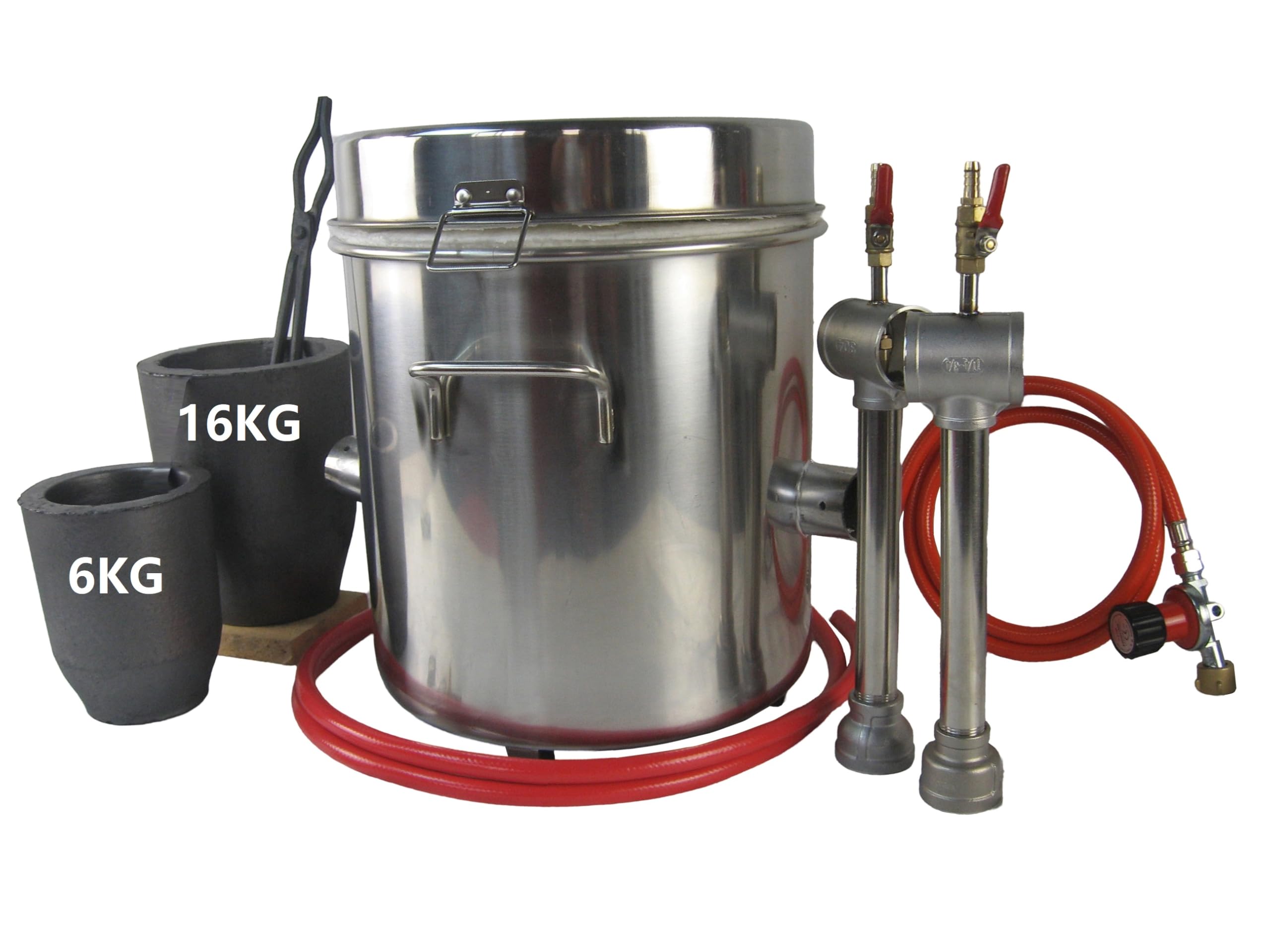 Four de fusion au propane en métal 16 kg avec 2 creusets en graphite (16 kg et 6 kg) pour cuivre, aluminium, laiton, bronze, argent