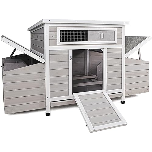 58" Chicken Coop,Outdoor Large Chicken Coop with 6 Nesting Boxes,Weatherproof Poultry Cage,Removable Tray for Farm, Backyard