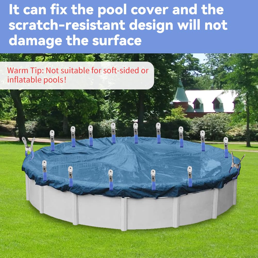 10 pinzas de metal para cubierta de piscina con película protectora, abrazaderas de sujeción con fuerte fuerza de sujeción para piscinas sobre el suelo, fotografía, lona, abrazaderas de resorte
