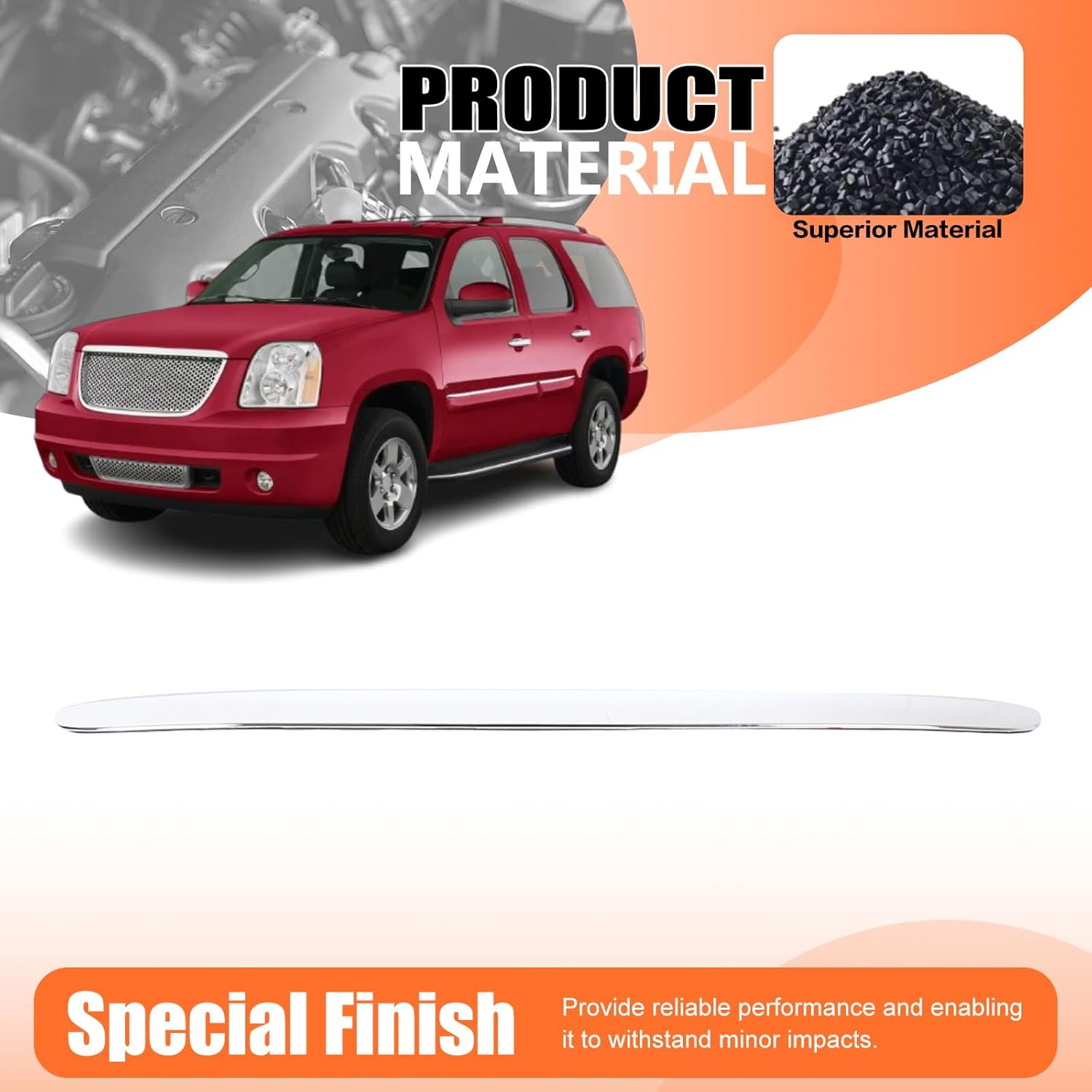 JX Racing Front Hood Grille Panel Trim Molding Compatible with 2007-2014 Yukon Yukon XL & Denali Chrome Hood Grill Molding for 15137020 GM1235106