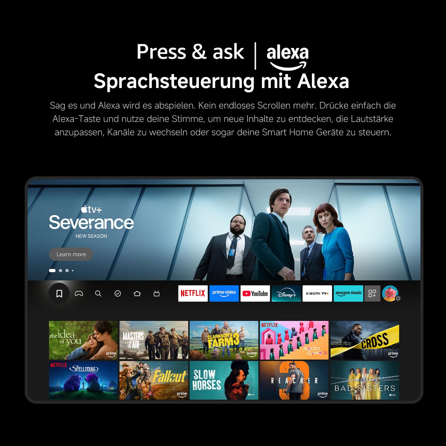 Xiaomi TV F Pro 75 (190 cm), 4K UHD QLED, Smart TV, Fire OS8, HDR10+, MEMC | Triple Tuner DVB-C/S/S2/T/T2, 60Hz with 120Hz Game Boost Mode, Voice Control with Alexa, 2GB + 32GB