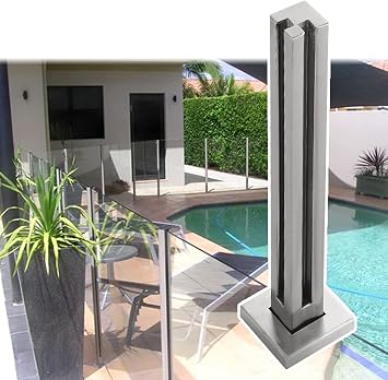 Glass Fence Fixing Rod Glass Balustrade Post Safety Glass Railing System Post Stainless Steel Square Pool Fence PoleCorner Post-85cm