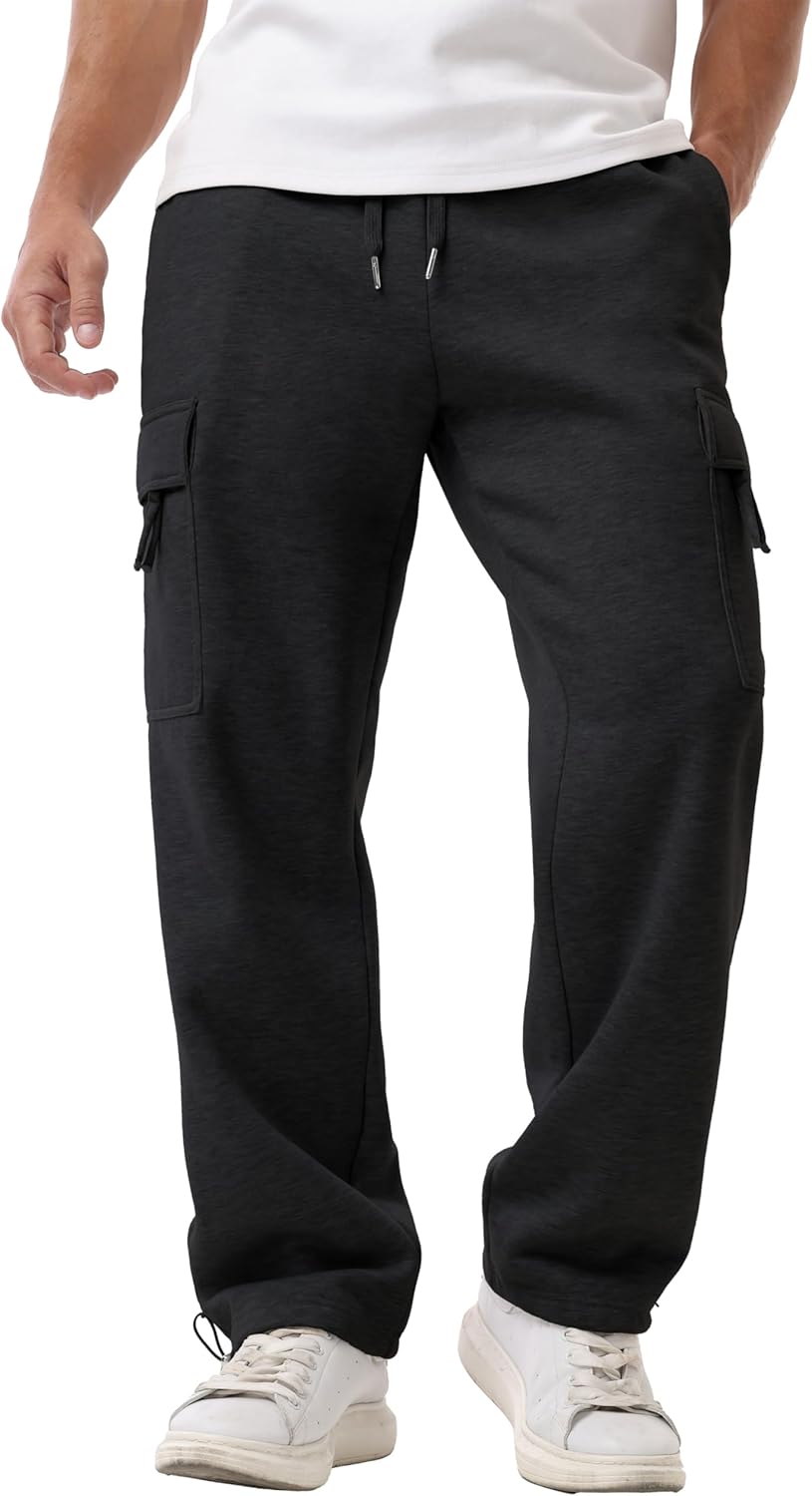 Sailwind Men's Fleece Cargo Sweatpants Casual Loose Fit Heavyweight Pants with Pockets - Image 2