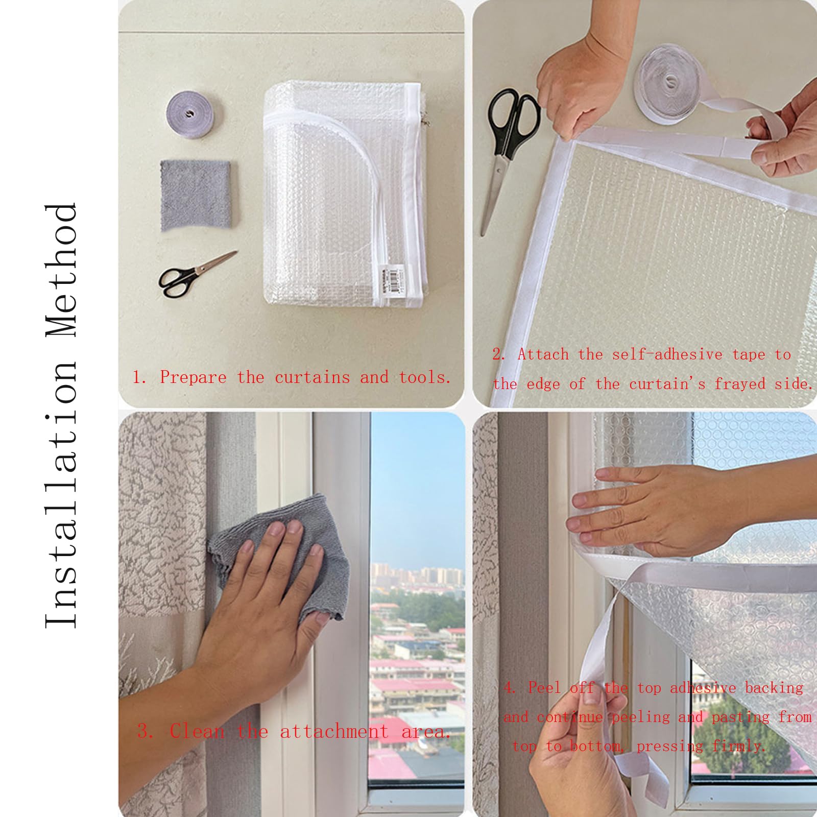 Film Isolant pour Fenêtres d'hiver,Rideaux Chauds et Froids,Résistant aux intempéries,Couverture de Fenêtre en Plastique,Translucide,Fermeture éclair,Installation Facile (W200×H210cm)