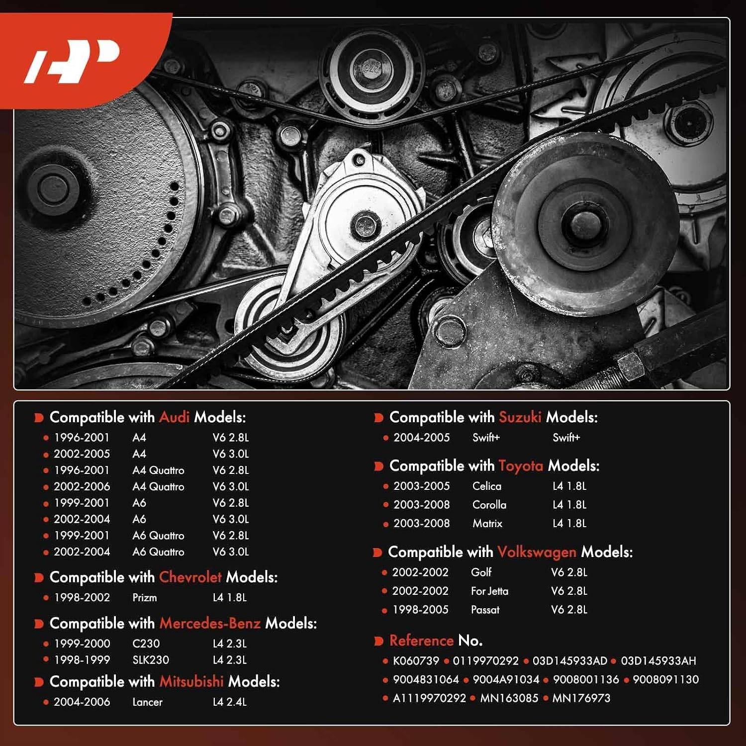 A-Premium 73.97 Inch Engine Serpentine Belt Compatible with Volkswagen, Audi, Chevy, Mercedes-Benz, Mitsubishi, Suzuki & Toyota Cars - Corolla, Jetta, Passat, Golf, A4, Matrix, A6, Lancer, C230 & More