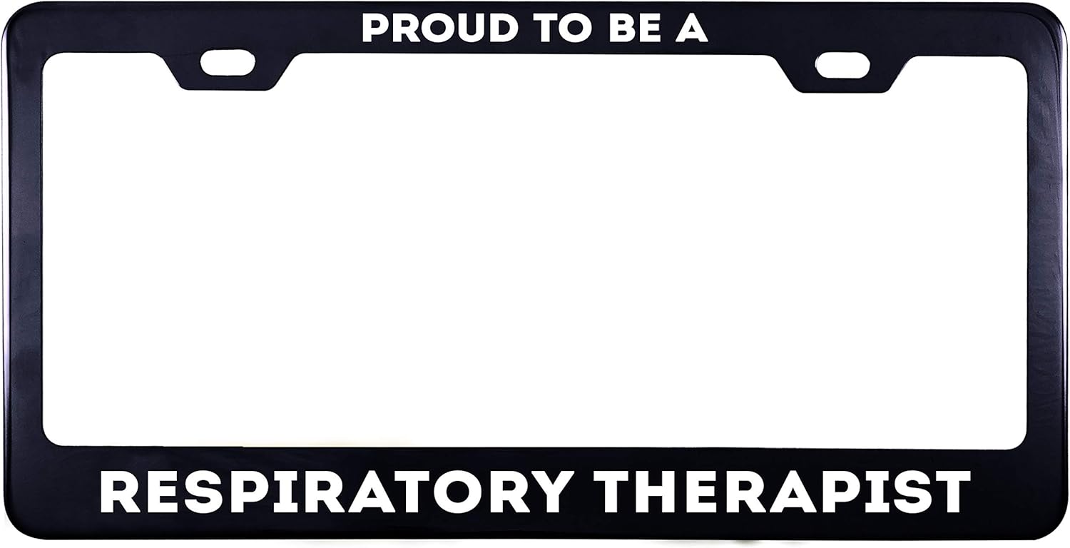 Printtoo Black Proude to Be A Respiratory Therapist Waterproof Vinyl Cut License Plate Frame Stainless Steel Frame-12 x 6 Inches