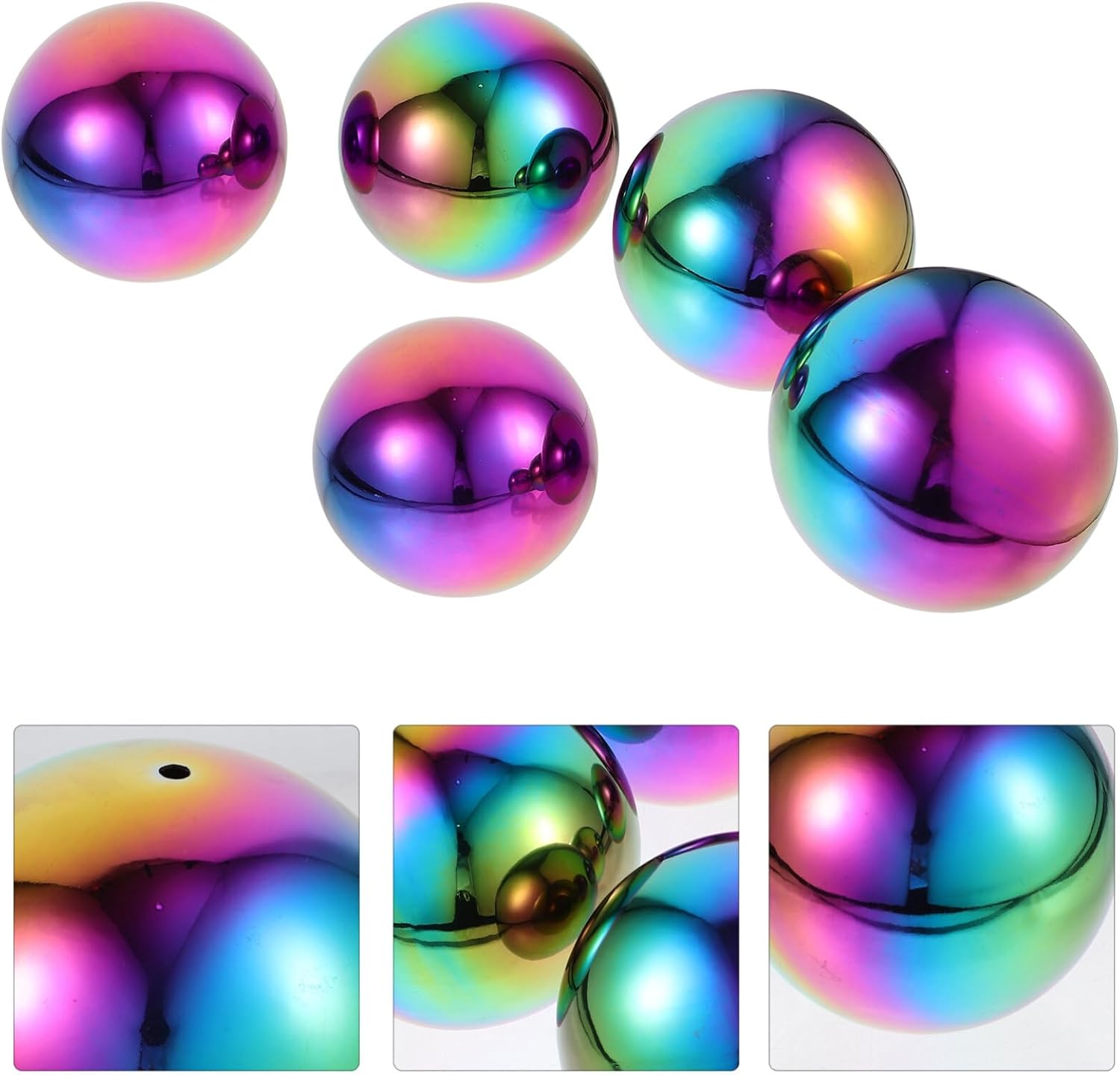 5pcs Mirror Wall Decor Polished Gazing Ball Delicate Gazing Ball Garden Reflection Ball Reflective Globe Patio Decorations Outdoor Hollow Five Piece Set Stainless Steel 100mm