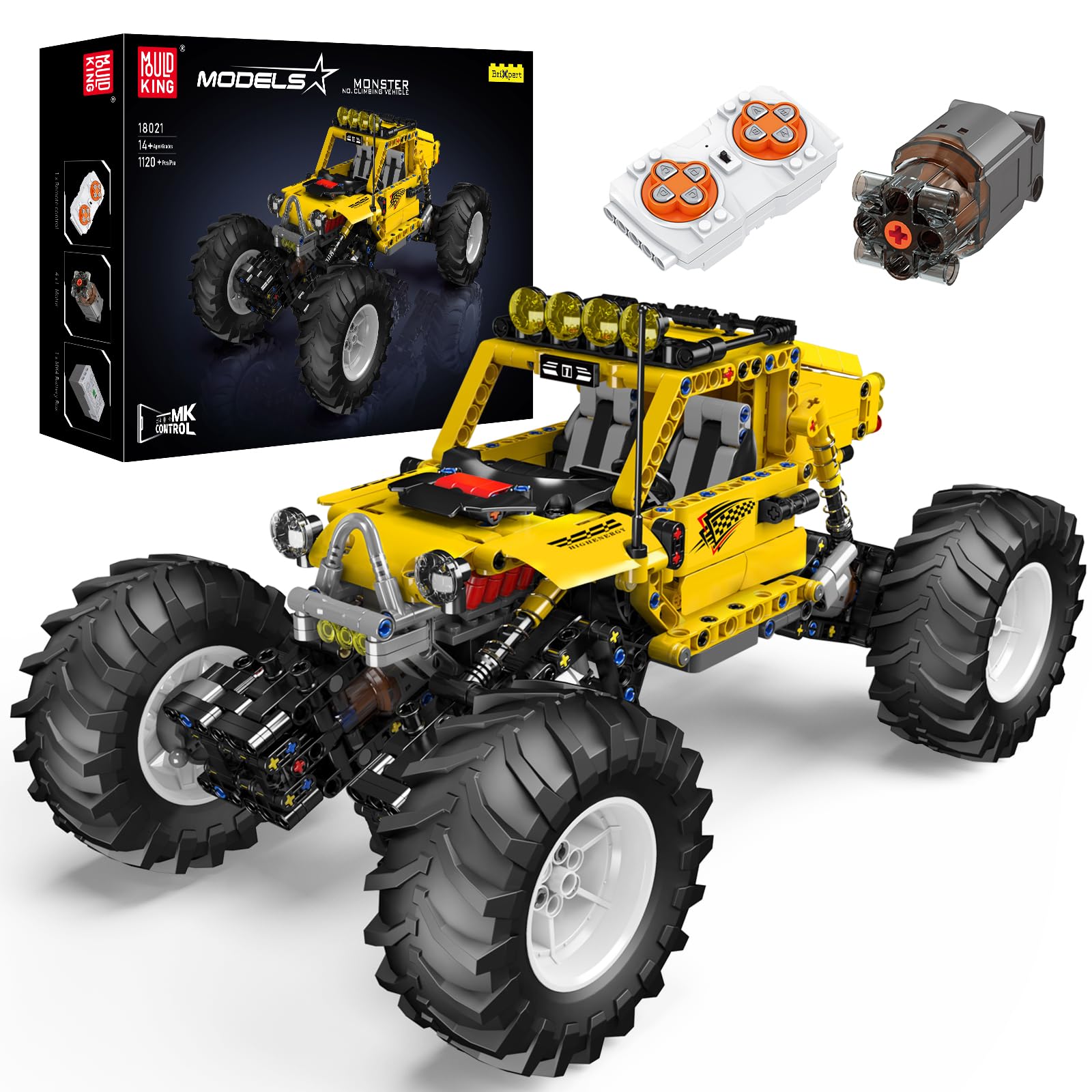 Mould King18021 MOC Technik Building Block Climbing Vehicle, 2.4g Remote Control and App dual Control 4x4 All-Wheel Technology Series Extreme Off-road Vehicle (1890PCS)