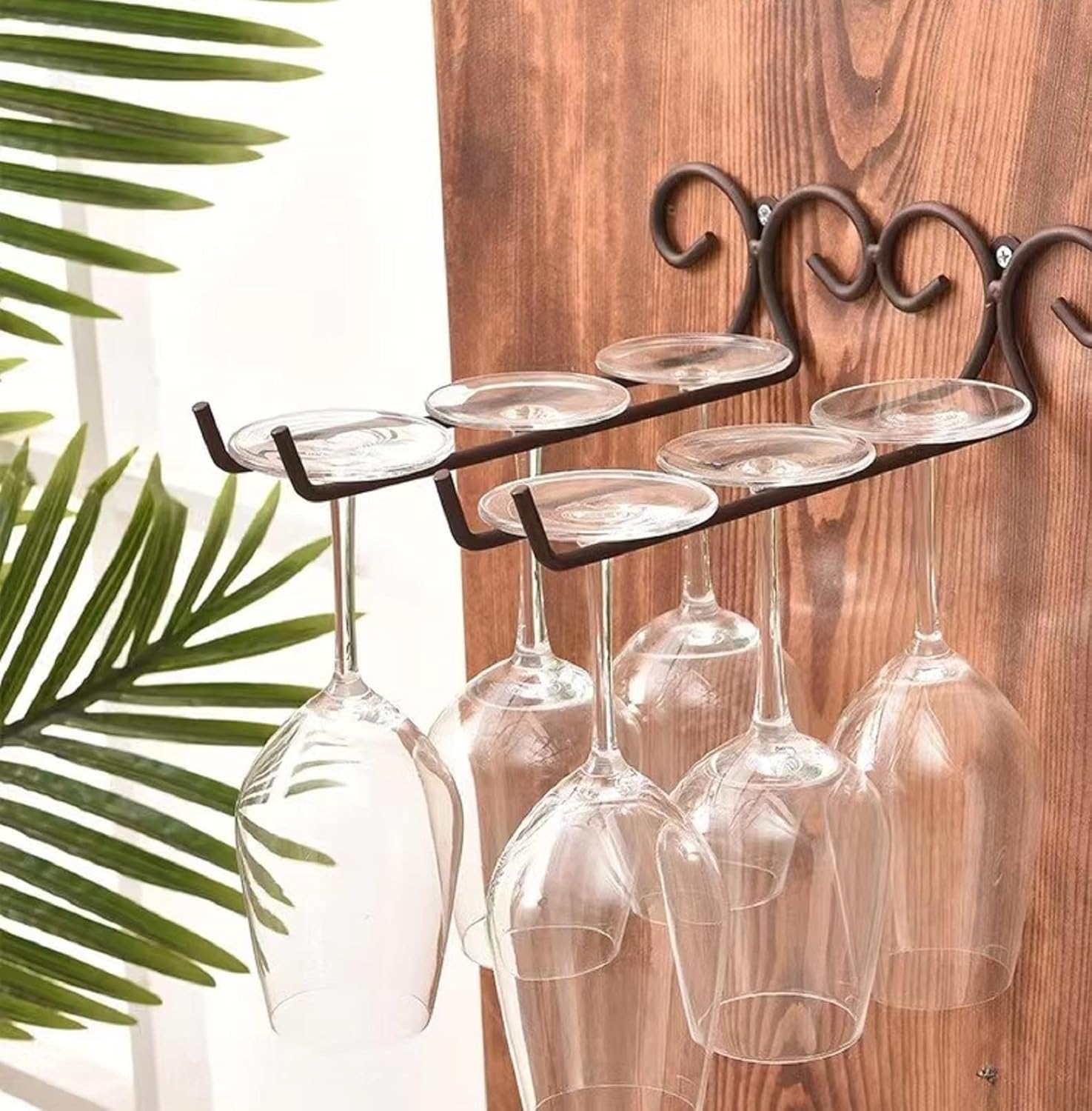 DYT 2Rail Wine Glass Rack,10.2 Inch Stemware Rack Wall