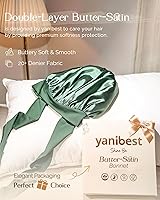 Vista 2 de YANIBEST Adjustable Silk Bonnet for Sleeping Women Double Layer Satin Bonnet Reduce Friction Prevent Frizz Curly Hair Salvia