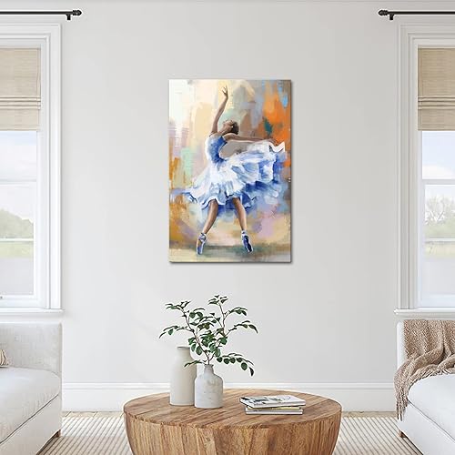 Miniatura 2 de Derkymo Elegante lienzo de bailarina de ballet, lienzo enmarcado listo para colgar, 24 x 36 pulgadas