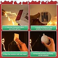 Vista 16 de Paquete de 3 luces de Navidad para ventana con temporizador, funciona con pilas, árbol de copo de nieve iluminado blanco con forma de estrella LED