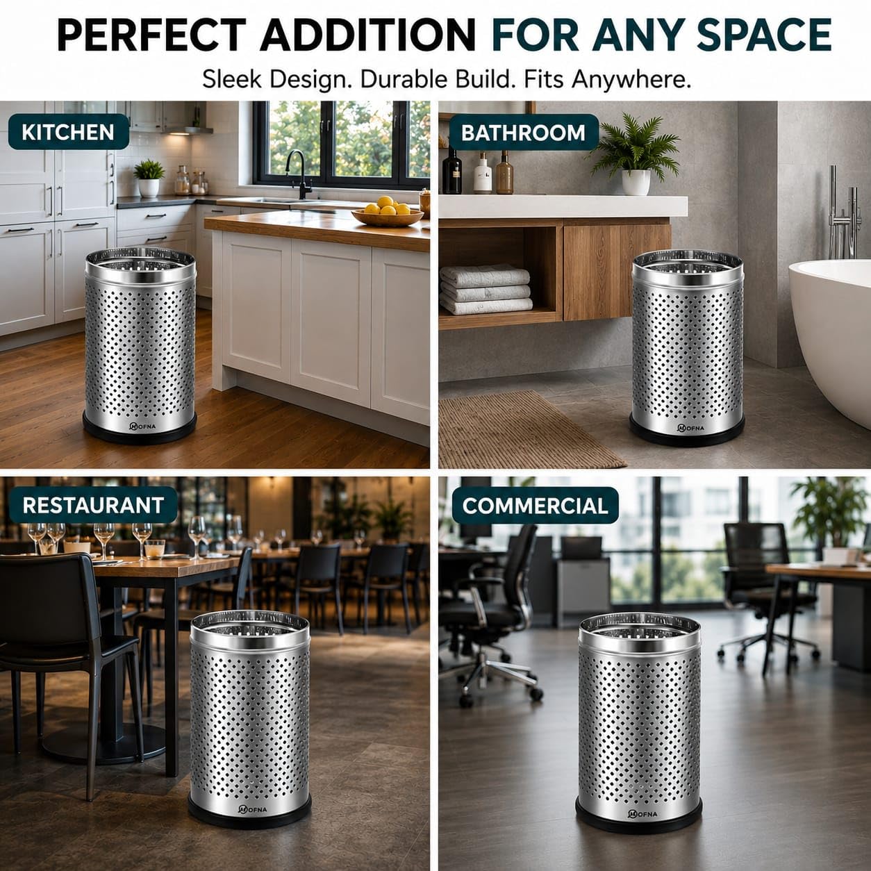 Stainless Steel Dustbin - 6L Perforated Trash Can -7