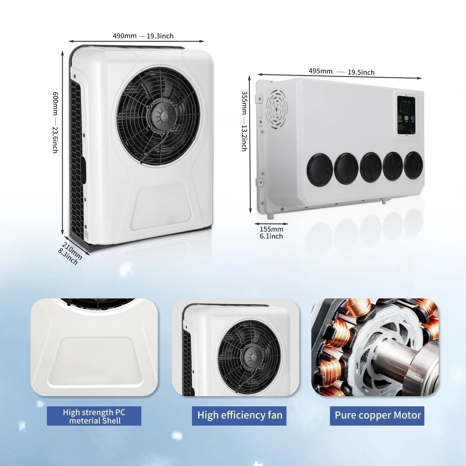 Treeligo 12V 24V 10500btu samochód elektryczny Split klimatyzator klimatyzacja parkingowa kompatybilny kompatybilny z RV ciągnik siodłowy Camper Van samochód kempingowy(A Set 24V Red)