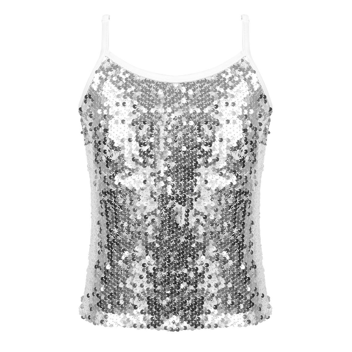 iiniim Top Lentejuelas de Danza Fiesta para Niña Camisetas Tirantes sin Mangas Ropa de Baile Ballet Gimnasia Yoga Dancewear