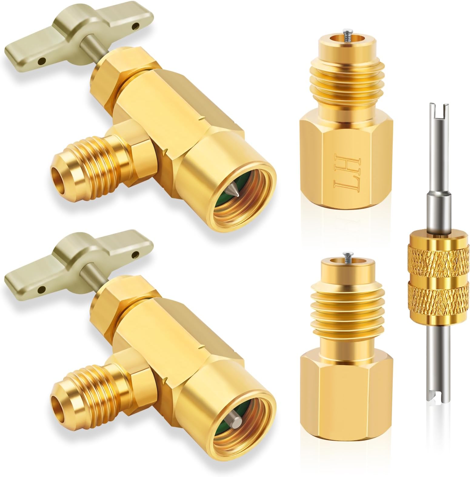 R1234YF Can Tap, R1234YF Self-Sealing and Puncture Style Refrigerant Can Tap Valve with Hose Adapters for AC Systems