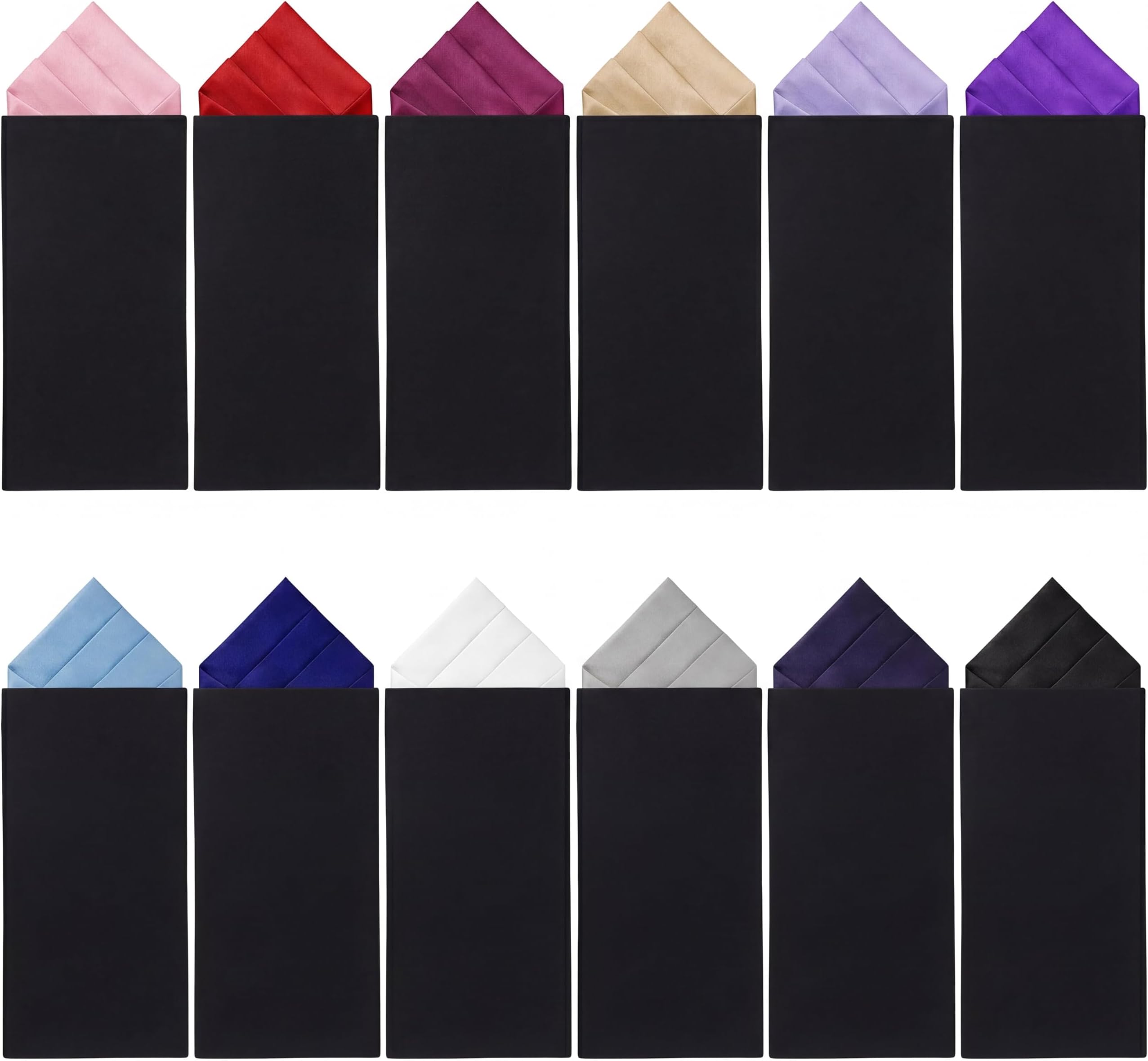 12 Pcs Pocket Squares for Men Polyester Pre Folded Suit Pocket Handkerchief on Card Masculine Suit Accessories Men (Classic Style)