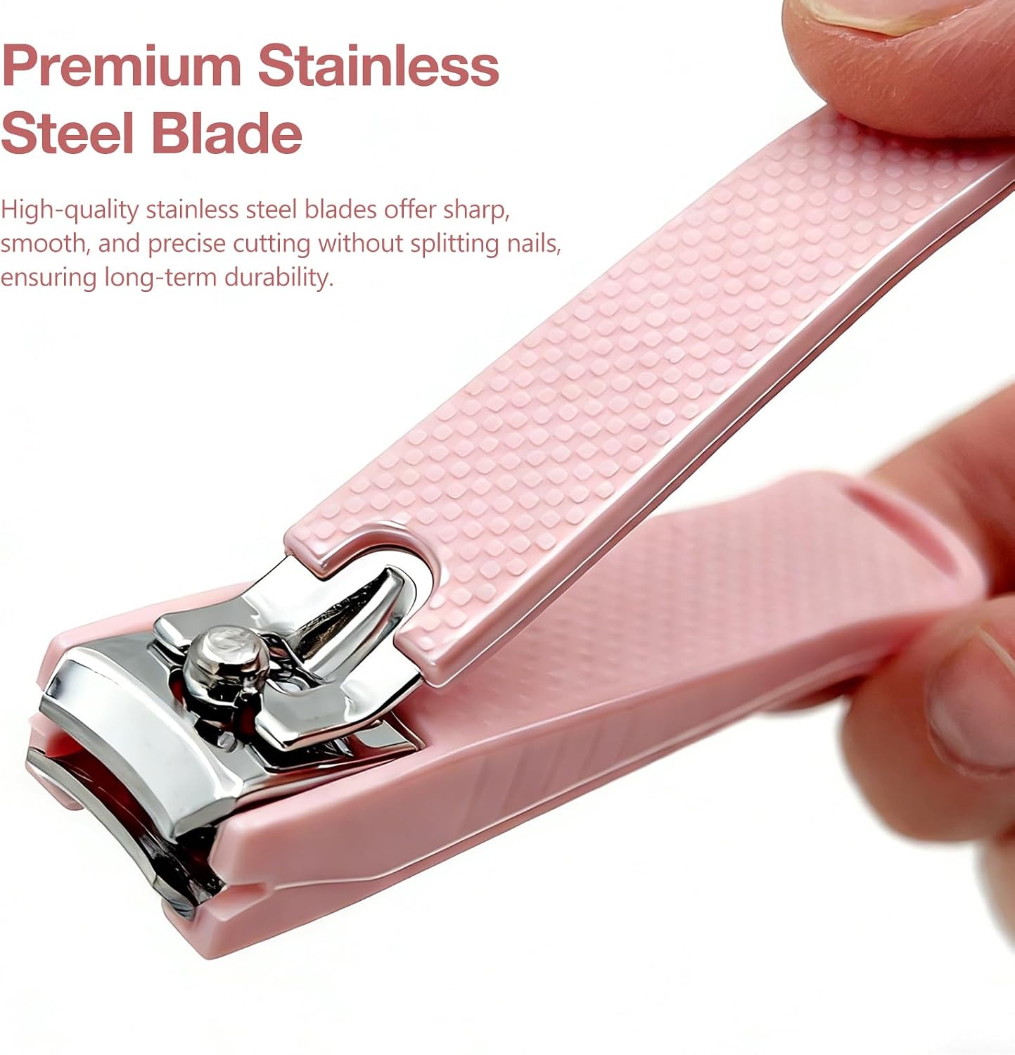 Portable 2-Piece Pink Nail Care Kit – Stainless Steel Fingernail & Toenail Clippers with Anti-Slip Handle for Home