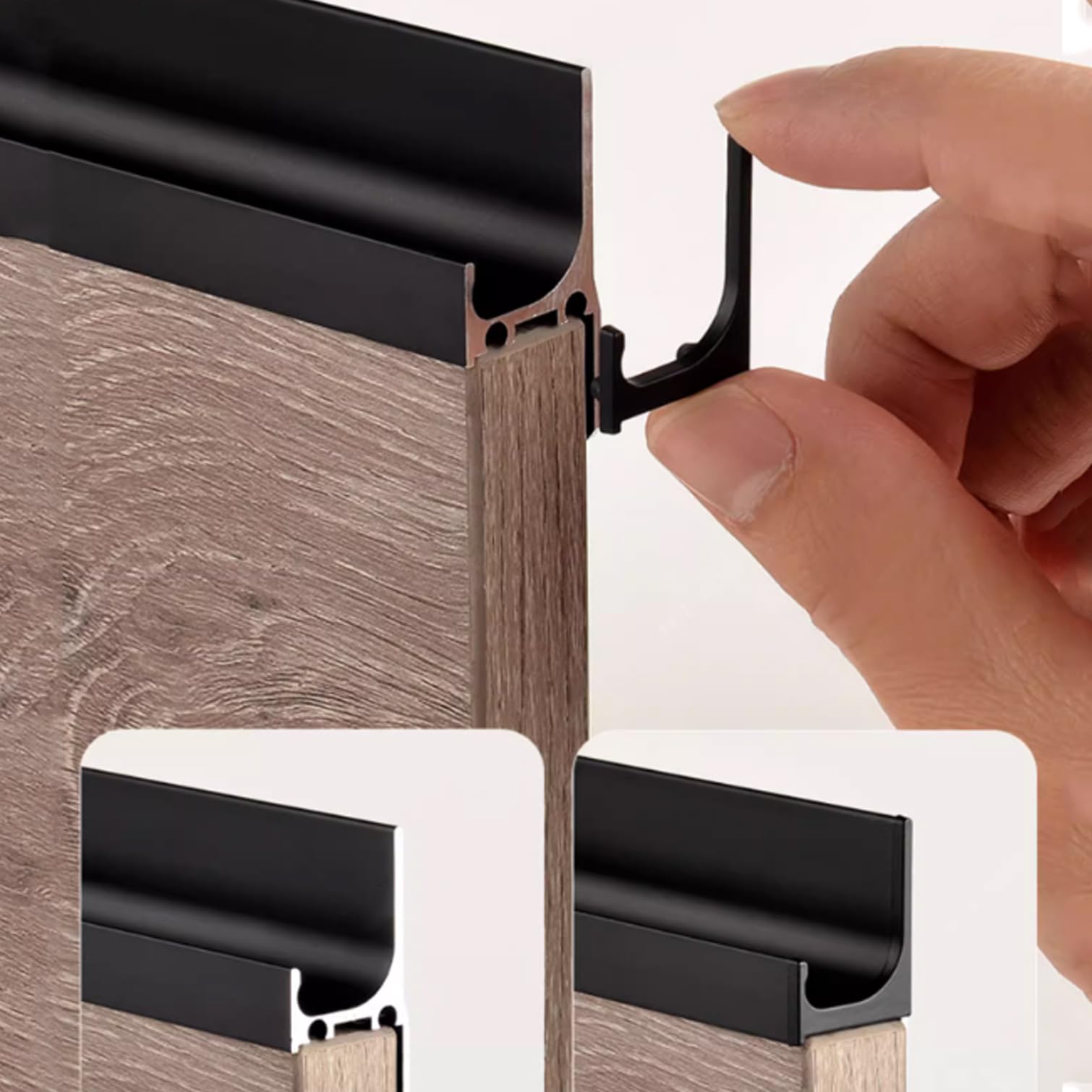 Tiradores Ocultos para Cocina Negro Tiradores Armarios,Manija Oculta de Aluminio,Manijas de Cajón Moderno con Tornillos,para Gabinetes Puerta,Personalizado,1 Pieza (Length:600mm)