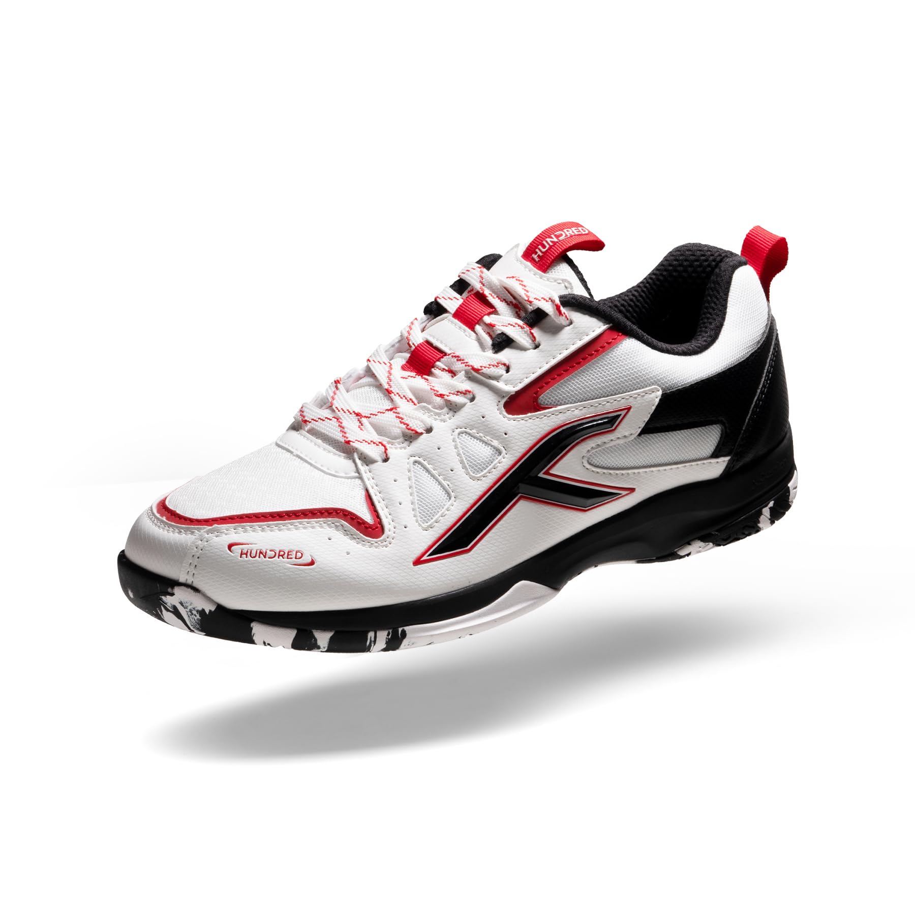 HUNDRED Xoom II Badminton Shoes (Non Marking) | Also Perfect for Squash, Table Tennis, Volleyball, Basketball & Indoor Sports | Lightweight & Durable | X-Cushion (White::Black::Red, 12UK) (B0C8JKTZ2R) Amazon Price History, Amazon Price Tracker