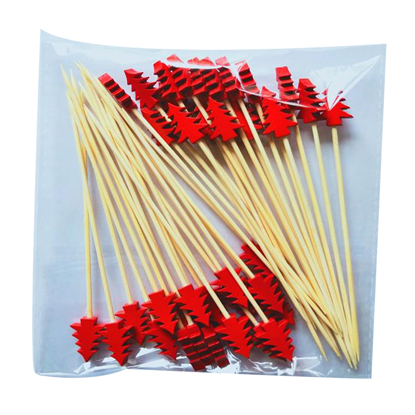 Qagazine Christmas Tree Shape Cocktail Sticks Christmas Food Picks Wooden Xmas Tree Toothpick Christmas Cocktail Sticks for Food Durable Stirring,Sticks for Beach,Festive Party Sticks