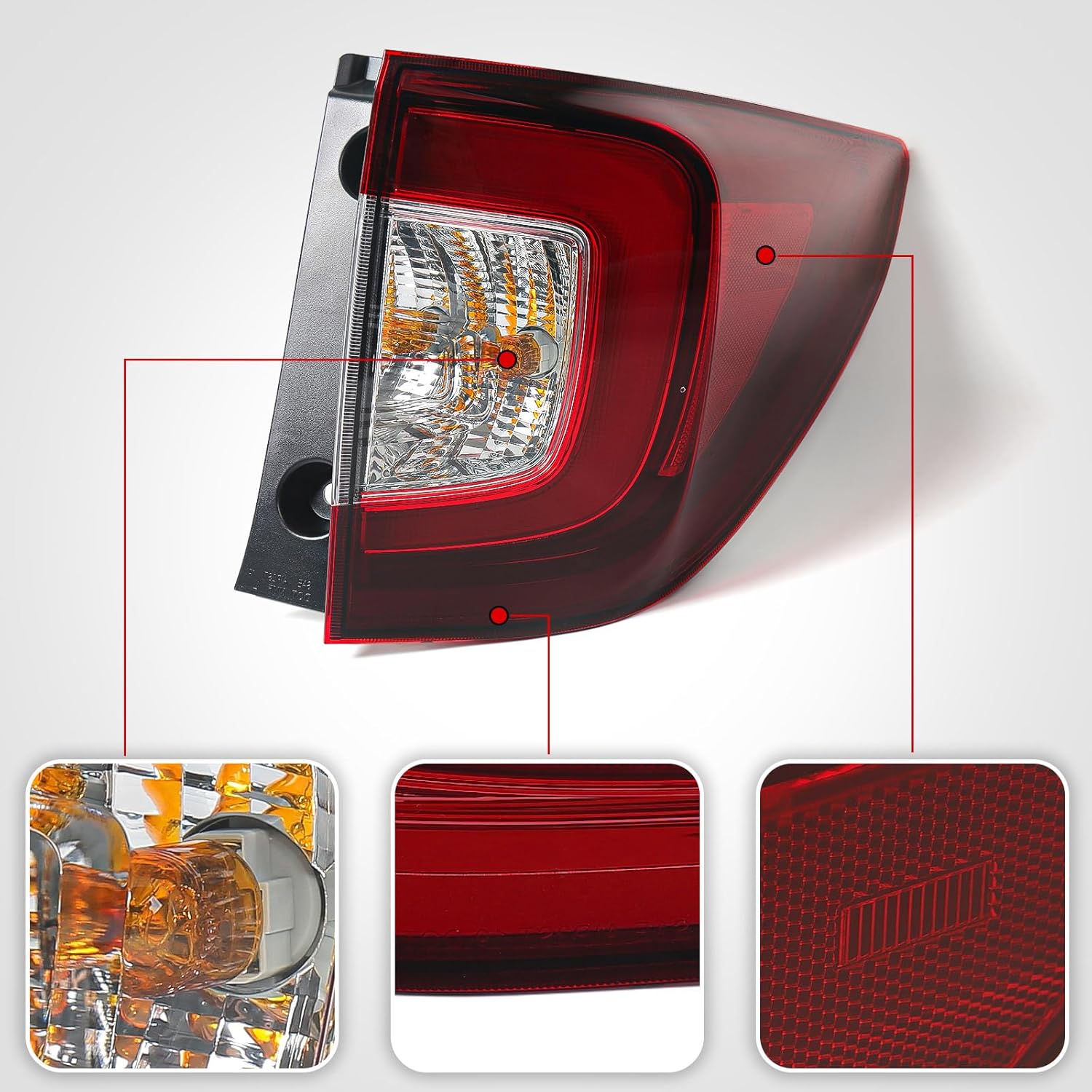 Huray Tail Light for Honda Passport 2022 2023 OE Rear Lamp Brake Light Replacement (Passenger Side (Right))