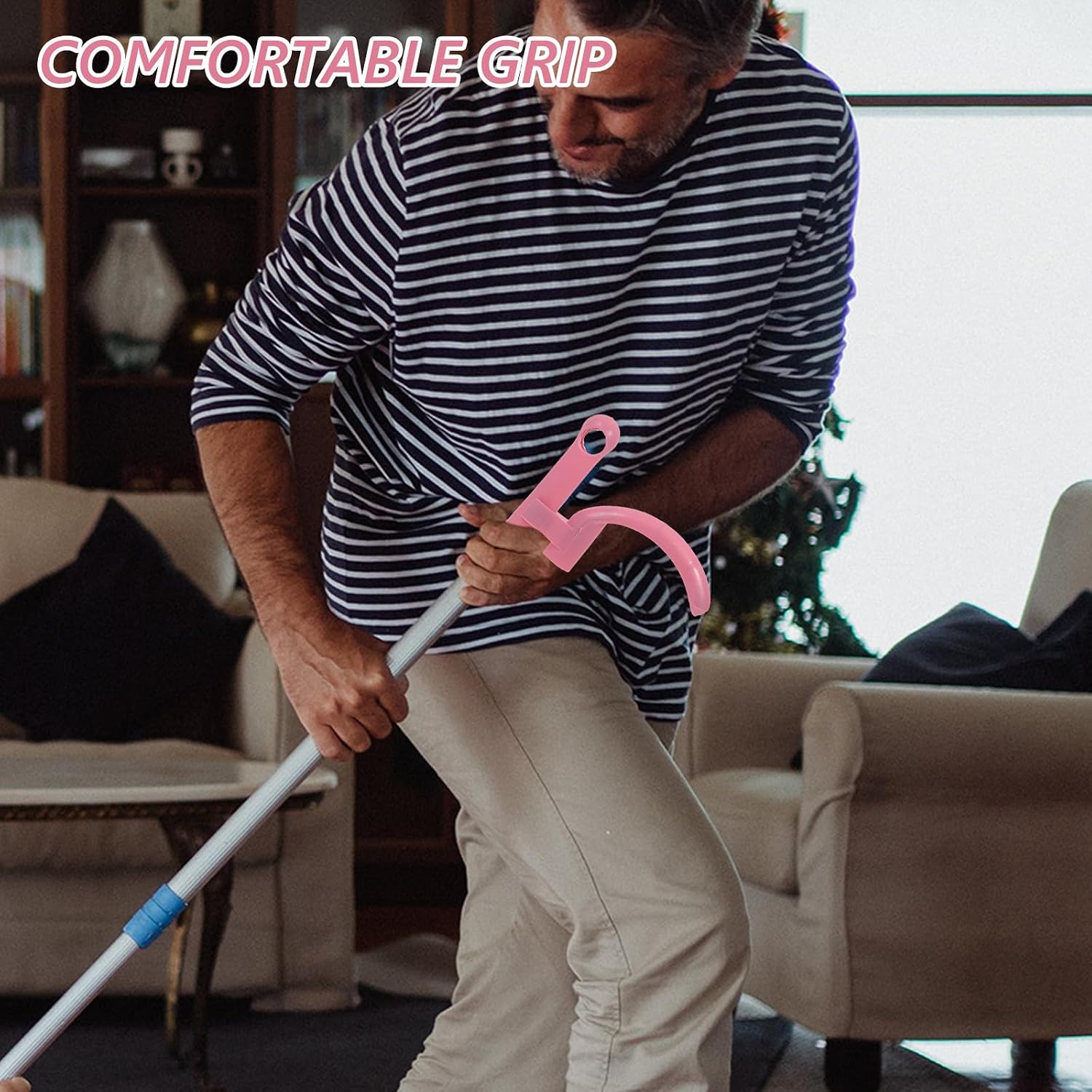 Broom Handle Grip Pink PP Anti Slip Replacement Cap