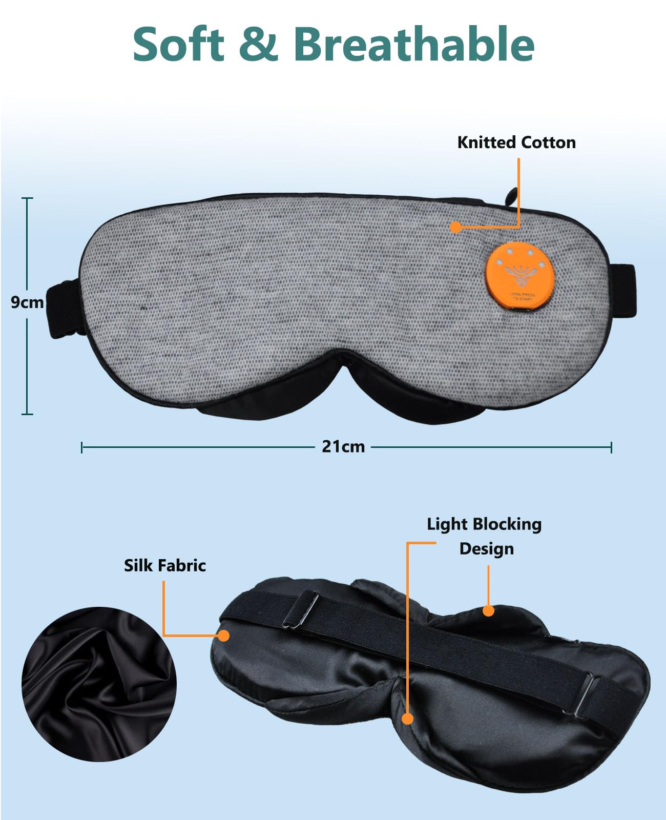 Máscara térmica para ojos secos, máscara de ojos recargable, compresa de ojos cálida para orzuelos y tratamiento de blefaritis con diseño de luz de bloque, correa ajustable y bolsa, lavable