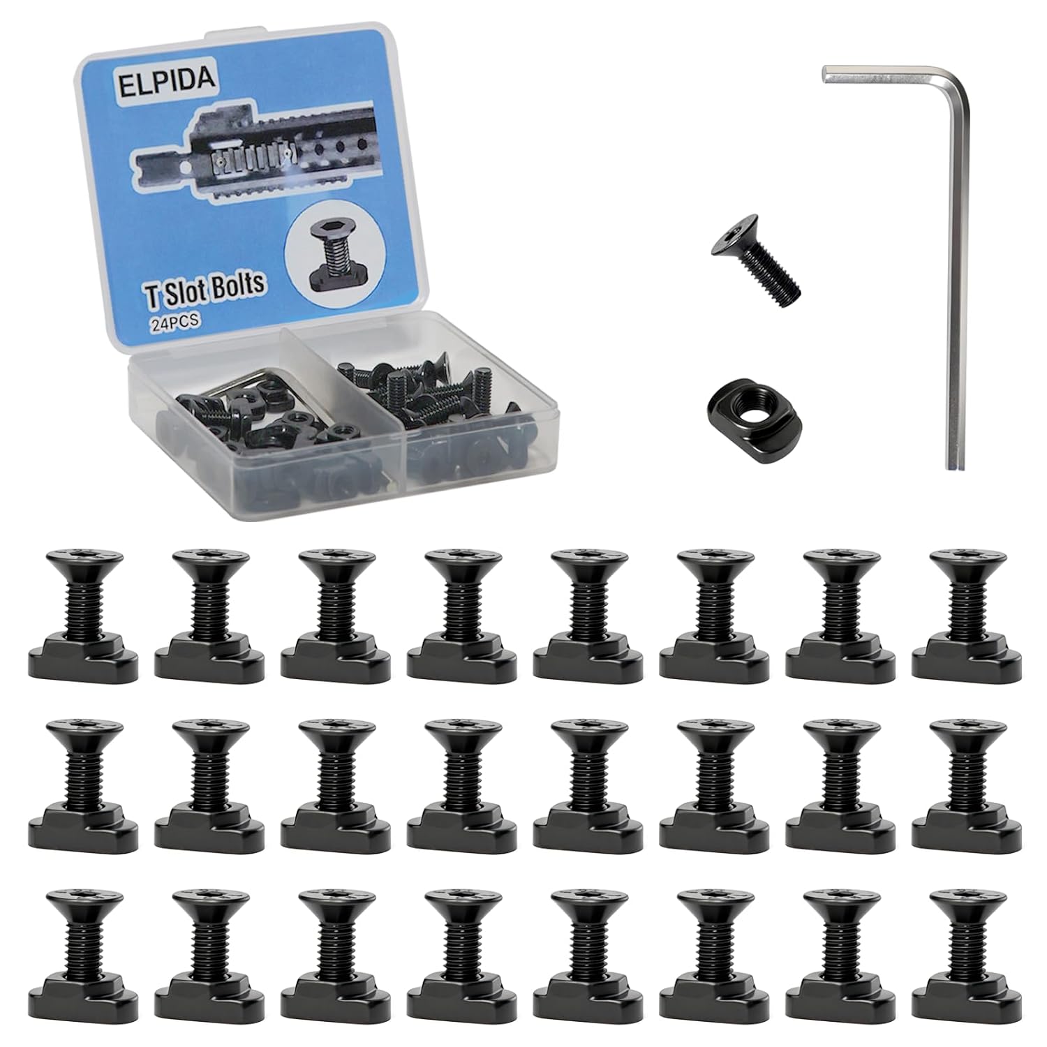 24-Piece M4T-Nuts and Screws Kit with Storage Box - Compatible with Standard M-Lok Rail Systems