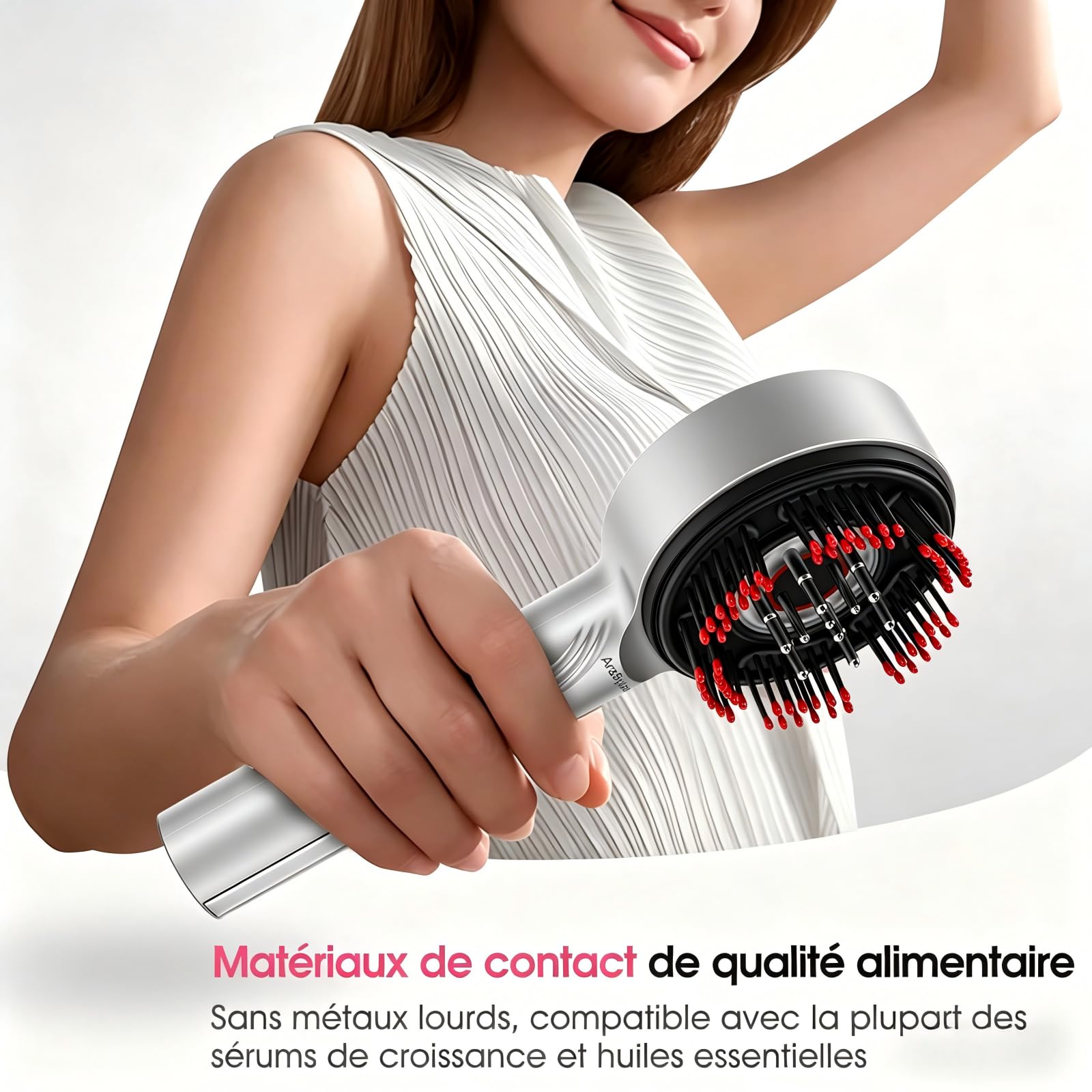 Peigne Masseur Électrique Pour Cuir Chevelu, 1000mAh, IPX7, 265g | 3 Modes De Vibration, Arrêt Automatique Au Bout De 10 Minutes, Matériaux Sains Doux Pour La Peau, Charge Rapide Type-C