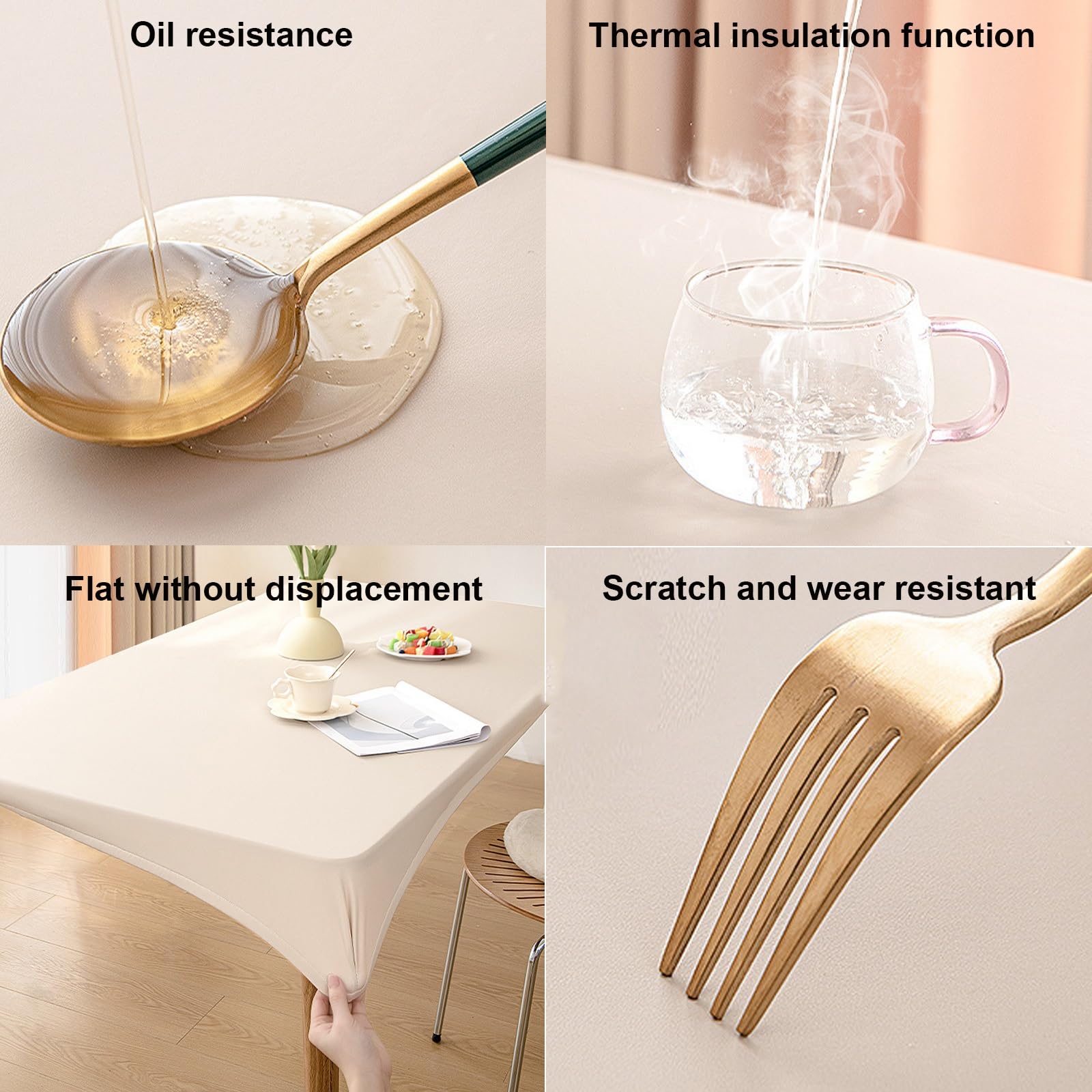 Nappe en Similicuir Étanche Essuyable - Housse Table Élastique avec Bords Élastiques, Cuir/PU pour Décoration de Table Intérieure/Extérieure(White,90 X 160 cm)
