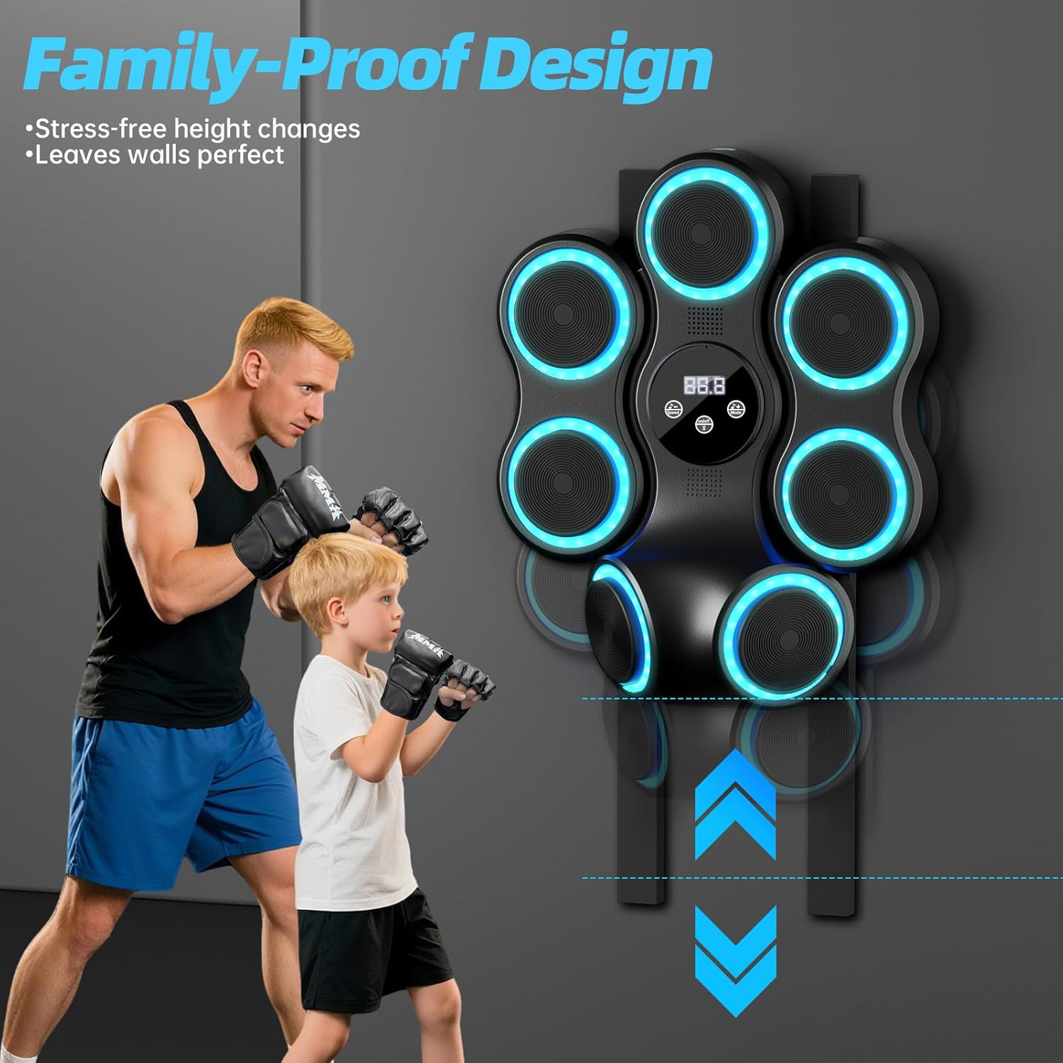 Music Boxing Machine for Adults Kids Interactive Punching Trainer with Boxing Gloves, Large Size Wall Mounted Electronic Boxing Target