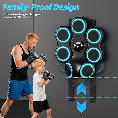 Miniatura 6 de Máquina de boxeo musical para adultos y niños, entrenador de boxeo interactivo con guantes de boxeo, blanco de boxeo electrónico de gran tamaño
