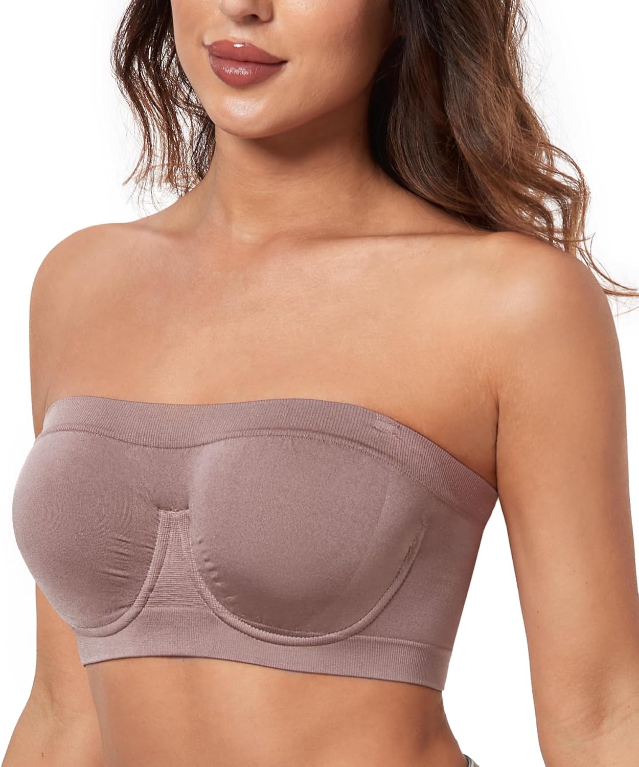 HACI Women's Non Padded Strapless Bra Underwire Bandeau Seamless Multiway Supportive Tube Top - Image 3