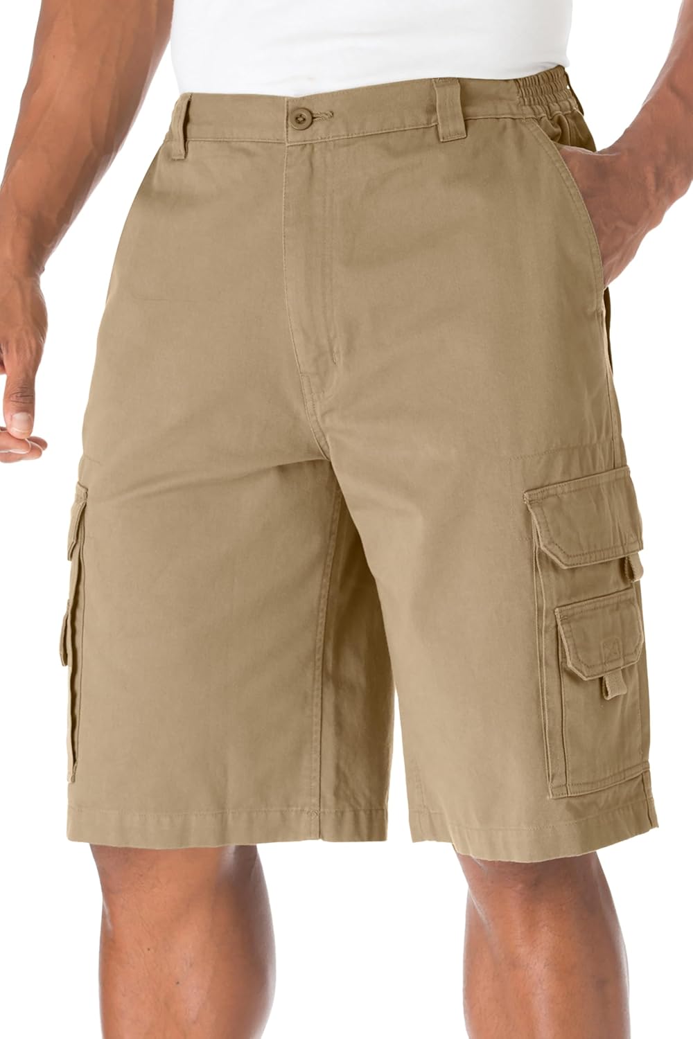 Boulder Creek by Kingsize Men's Big & Tall 12" Side Elastic Denim Cargo Shorts