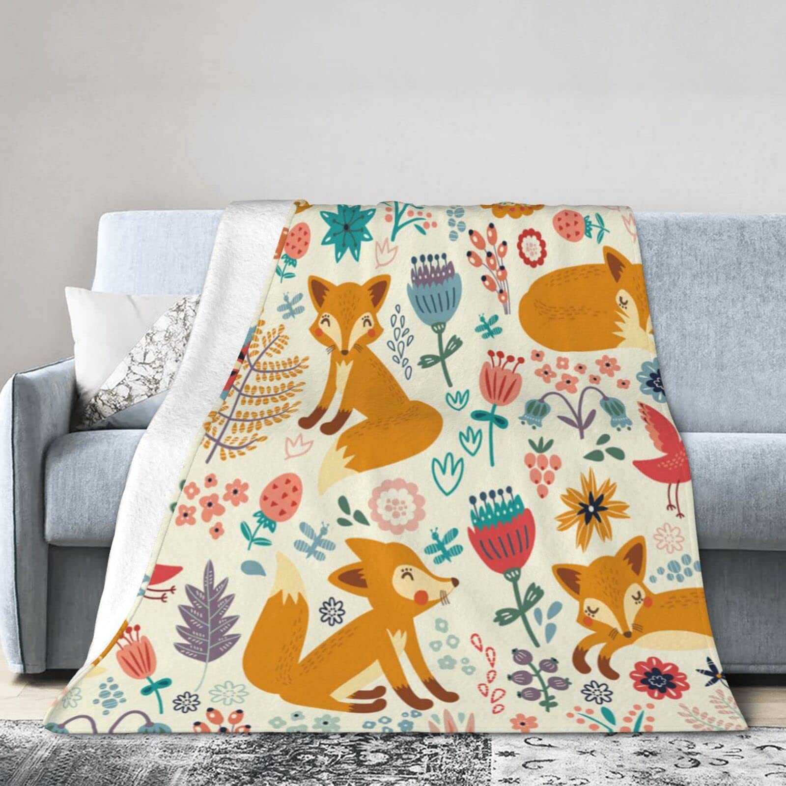 Coperta in pile di flanella, 101,6 x 127 cm, per divano, ufficio, letto, stampa animalier, rosso, marrone e marrone chiaro, leggera, soffice, soffice, accogliente, per bambini, studentesse, ragazze
