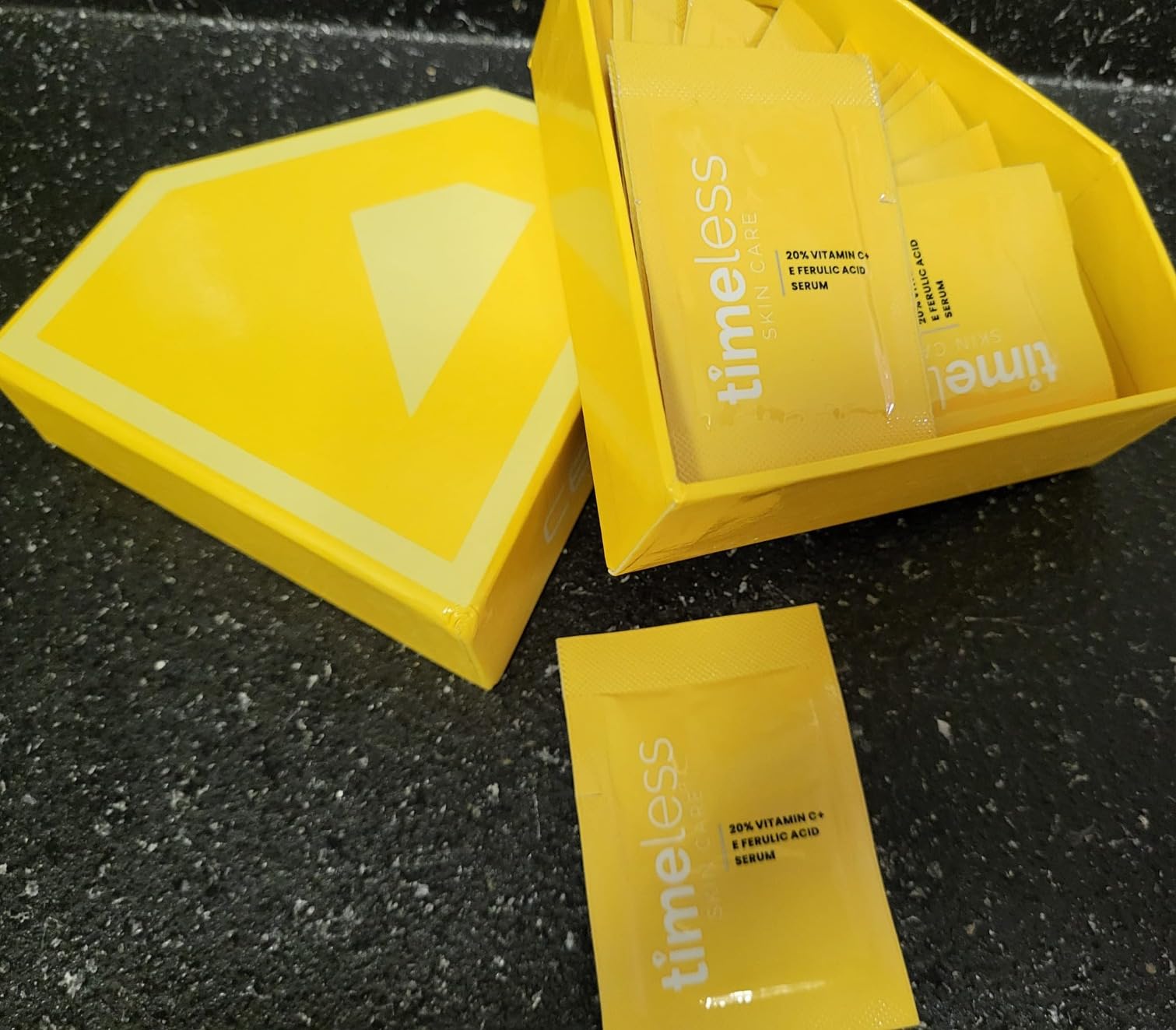 Timeless Skin Care Vitamin C Serum Vitamin E Ferulic Acid 20% Oily & Dry Skin 28 Single-Use Pouches