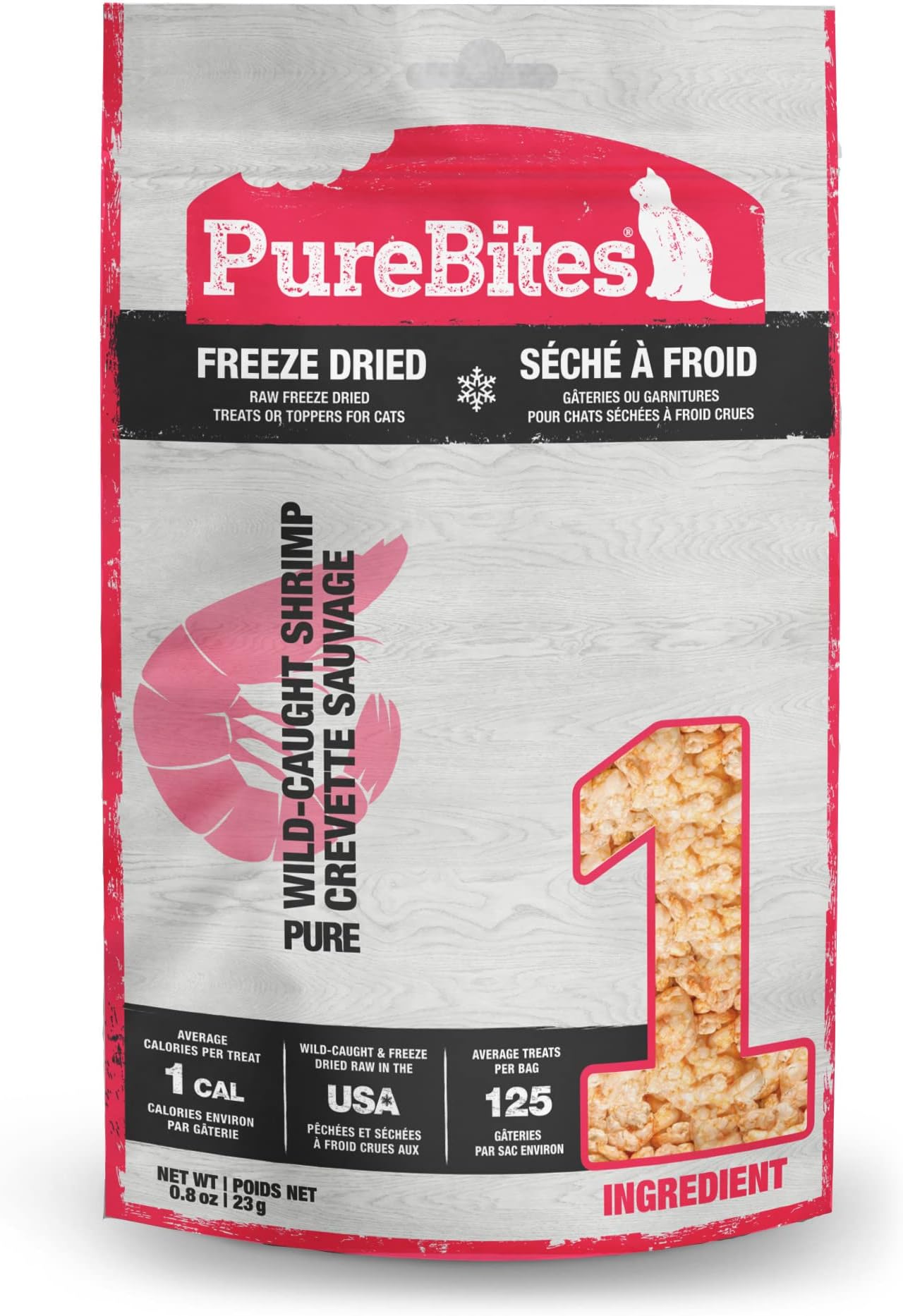 PureBites Freeze-dried cat snacks with shrimp, 1 ingredient, 1 piece, 1 piece