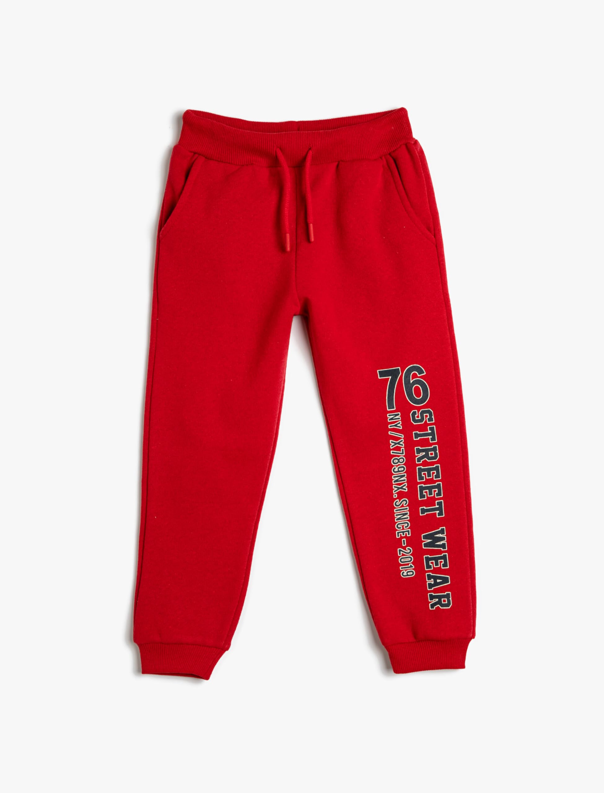 Pantalones de chándal niños rojos Koton jogger de algodón con bolsillos 4