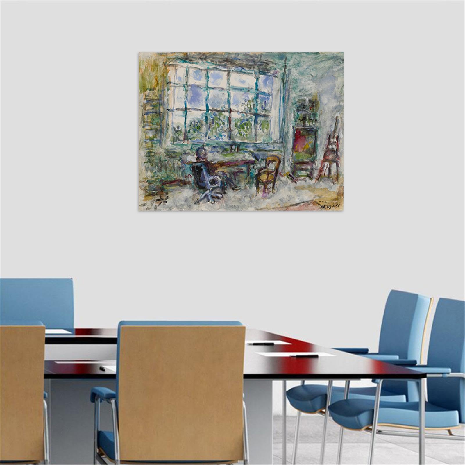 Impresión en Lienzo con Marco de Madera-Chgall Famoso Reproducción Cuadros en Lienzo-Taller-Pintura Artística Imagen Decoración Hogar 30x40cm12x16inch Enmarcado