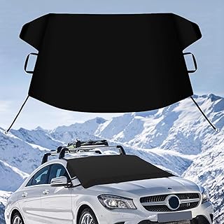 Car Windshield Snow Cover - Protect Your Windshield from Ice and Snow Frost - Wiper Front Window Protects,Windproof,UV Resistant,Sunshade,Snow Cover for Compact Cars, SUVs, and Vans
