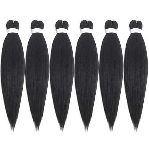 Miniatura 1 de 20 Inch 6 Packs Pre-stretched EZ Braiding Hair Extensions Yaki Texture Professional Crochet Braids Hair Hot Water Setting Synthetic Hair for Twist