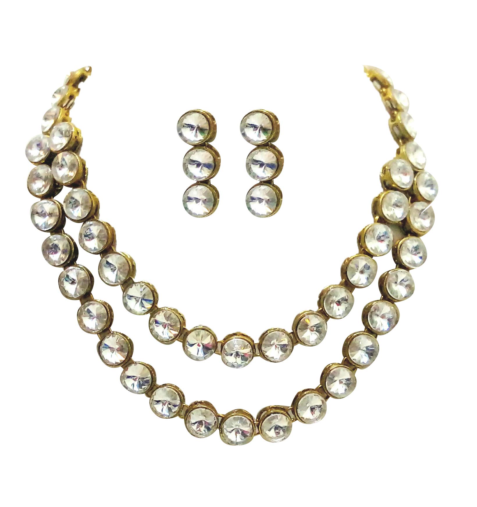 ™ Sparkling 2 Layer Kundan Necklace for Women (Gold)-image-21