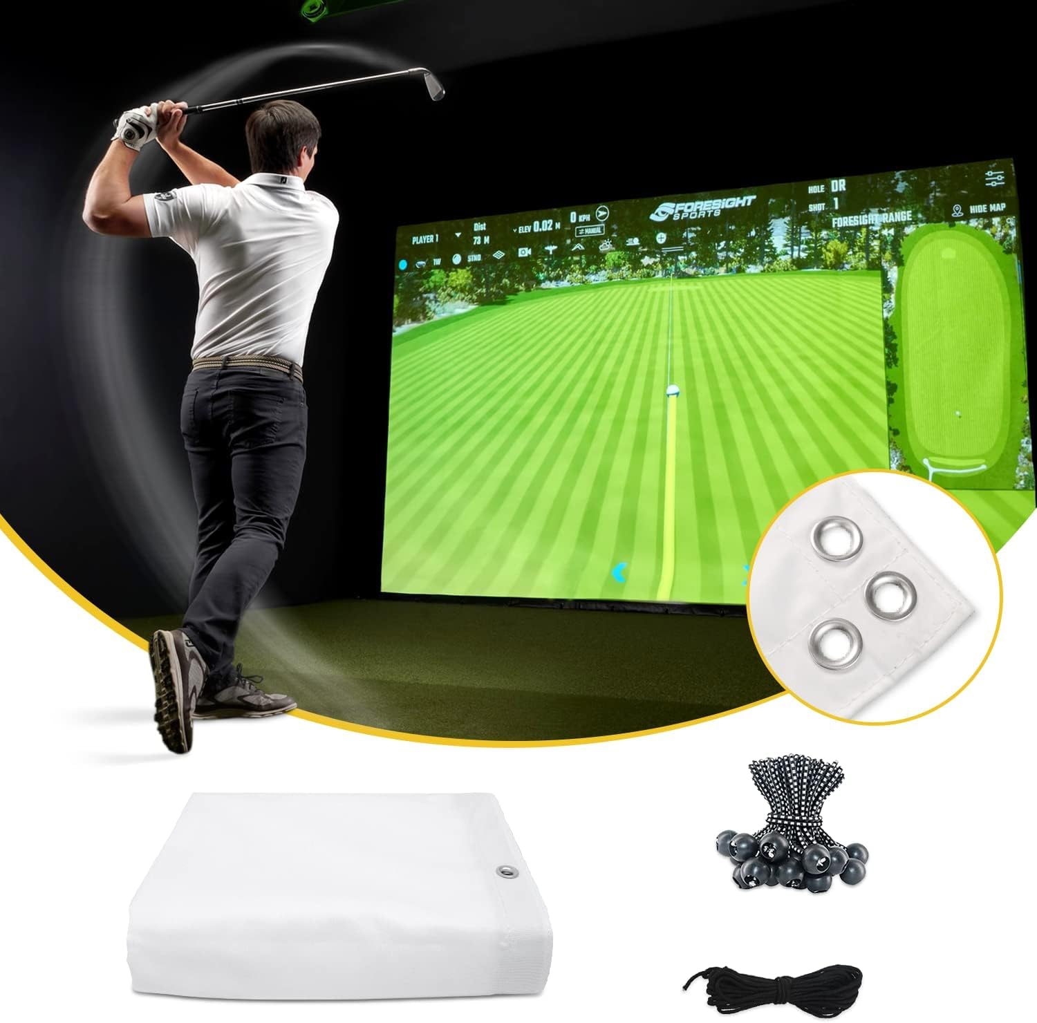 amazgolf Golf Simulator Impact Screen（5ft-13ft/21-157 inches） for Golf Training, Indoor Golf Simulators for Home, Ultra Clear Washable Golf Impact Screen for Indoor Golf Practice