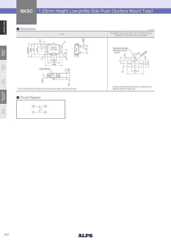 Amazon.co.jp: アルプス電気(ALPS) 3.5×3.55mm サイドプッシュ